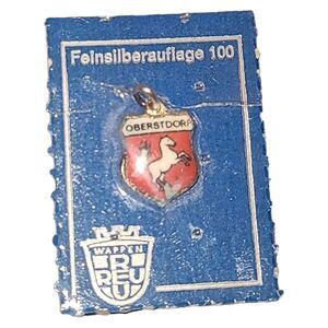 OBERSTDORF 2 NOS Travel Shield Enamel REU 800 Silver Charm FEINSILBERAUFLAGE 100